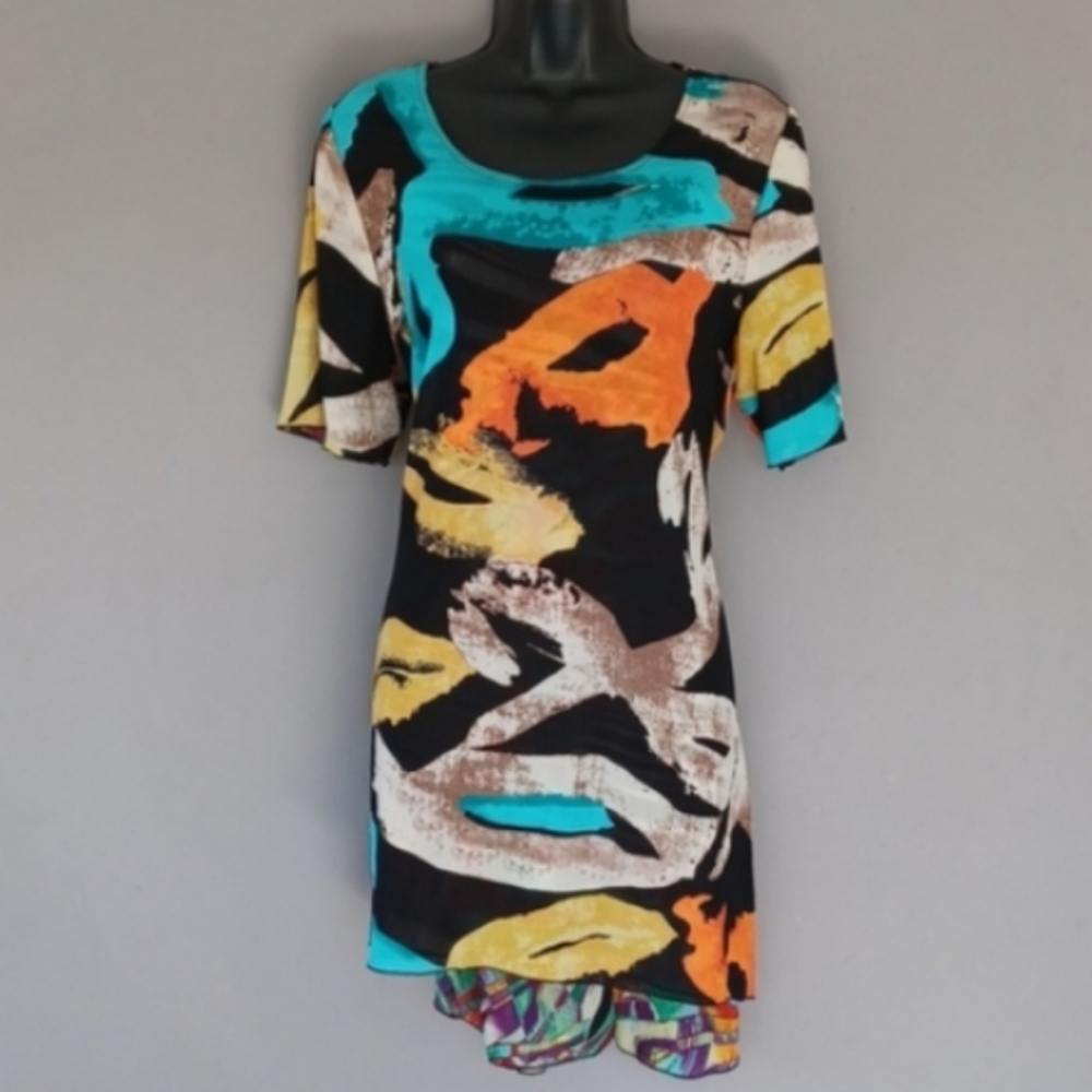 Reversible summer multi colored sheath Size L